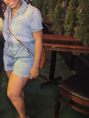 Celebrity Pink Light Blue Denim Romper